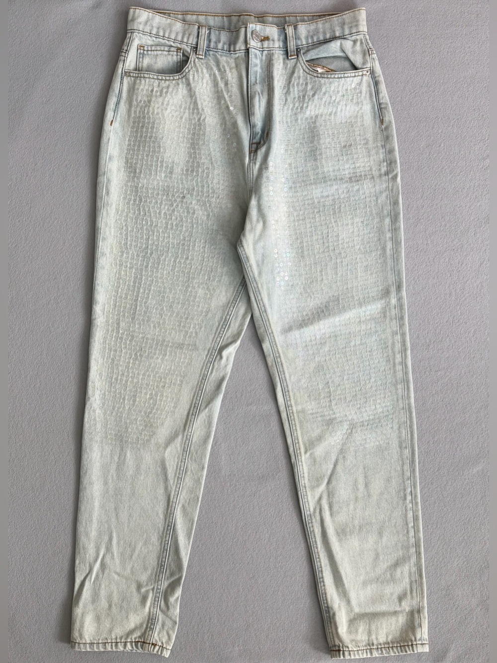 BDG Mom High-Rise Sequin Jeans sz30W Women’s Light Wash Straight Leg